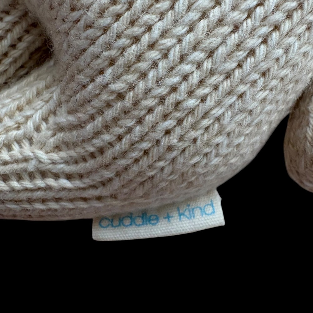 Cuddle + Kind Baby Rabbit Oatmeal Bunny Hand Knit Stuffed Animal Cream Plush Toy - Picture 2 of 7